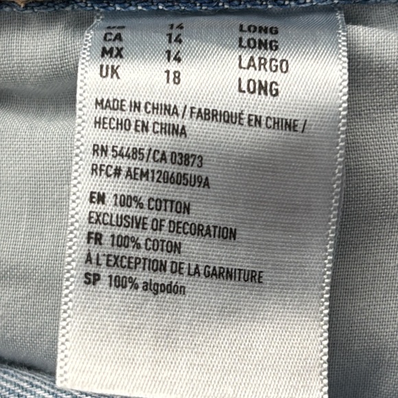 American Eagle Women’s Distressed Button-fly Straight Leg Jeans 14Long - Picture 6 of 13